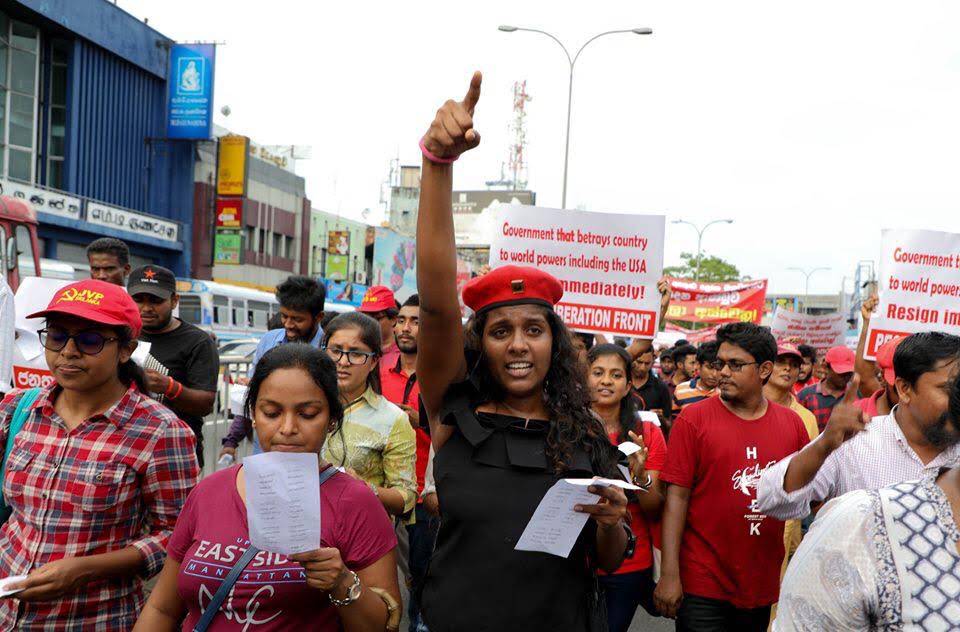 JVP protests against government...