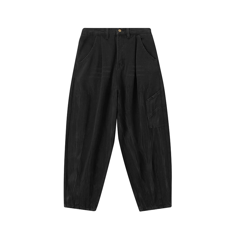 Pantaloni retrò giapponesi da uomo con tasche decorative. Stile vintage, comfort e design unici per un look originale e alla moda.
