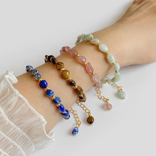 Title 7, Womens Stone Bead Bracelet with Irregular Ston...