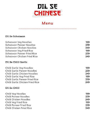 Dil Se Chinese menu 1