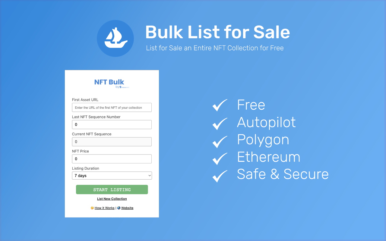 OpenSea Bulk List for Sale Preview image 3