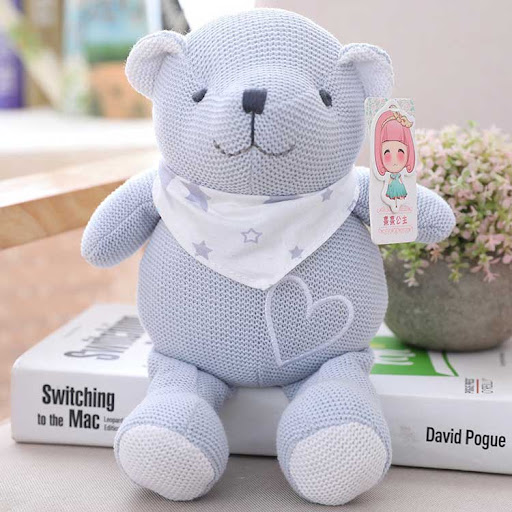 Title 7, Knitted joint bear plush toy, a soft and cuddly...