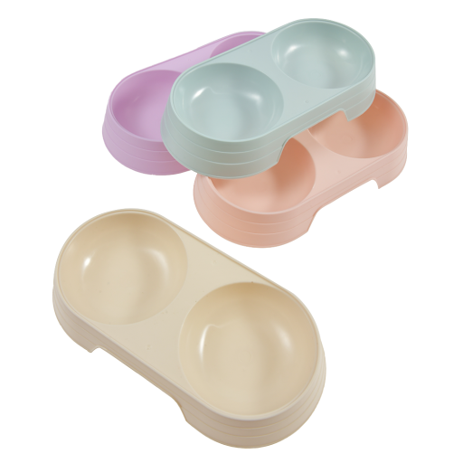 1Pc Macaron Color Pet Bowl Plastic Cat and Dog Double Bowl Pet Supplies Accessories Cat Food Bowl Pet Products