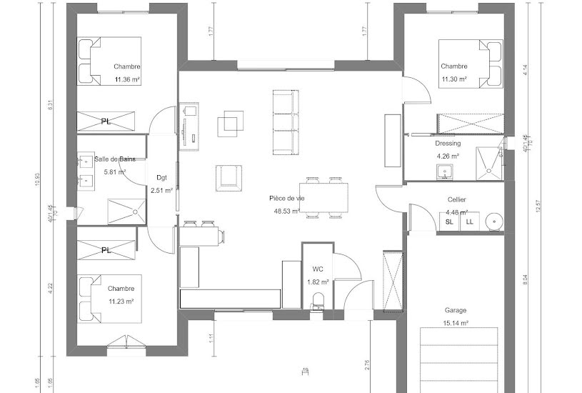  Vente Terrain + Maison - Terrain : 800m² - Maison : 101m² à Magescq (40140) 