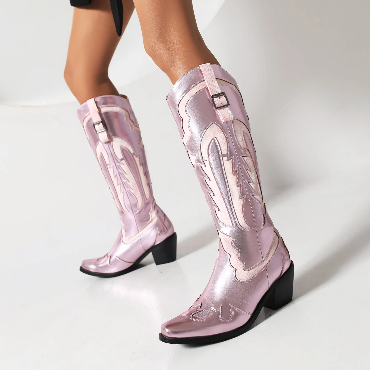 Title 5, Botas femininas de salto alto, nova moda. Elega...