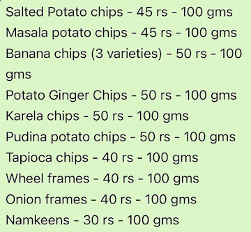 Sri Veereshwara Hot Chips menu 