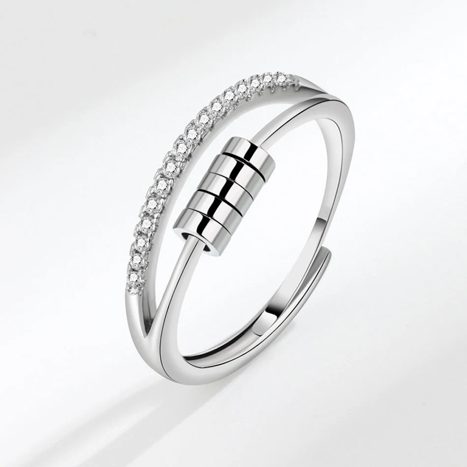 Zirkoon Draaibare Ronde Ring voor Persoonlijkheid, Roterende Ring voor Stressvermindering en Unieke Stijl, Perfect Cadeau.