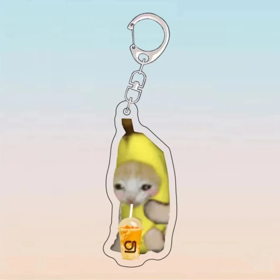 Porte-clés Chat Tête Banane avec Expression