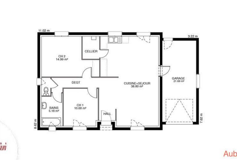  Vente Terrain + Maison - Terrain : 711m² - Maison : 111m² à Bourgogne (51110) 