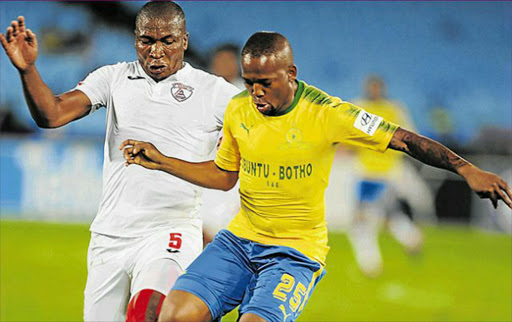 GETTING POSSESSION: Aubrey Ngoma of Mamelodi Sundowns in action with Paulus Masehe of Free State Stars during their Absa Premiership match at Loftus Versfeld Stadium on Wednesday in Pretoria. Masehe is hoping to become a coach Picture: GALLO IMAGES