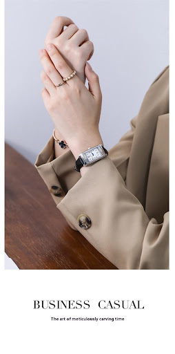 Title 2, Flip Womens Square Leather Strap Watch