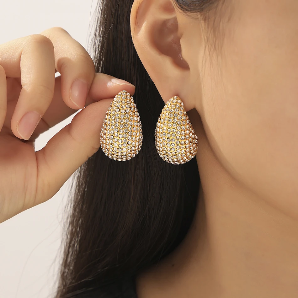 Boucles d'oreilles goutte d'eau en diamant, style chic européen et américain. Un bijou de niche pour une élégance raffinée et intemporelle.