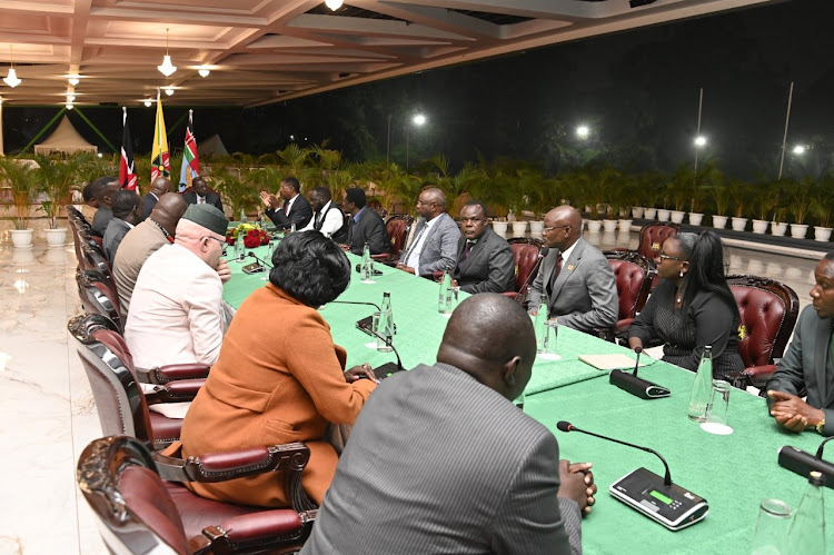 President William Ruto chairs a meeting with leaders from Bungoma County at State House Nairobi on May 16, 2024