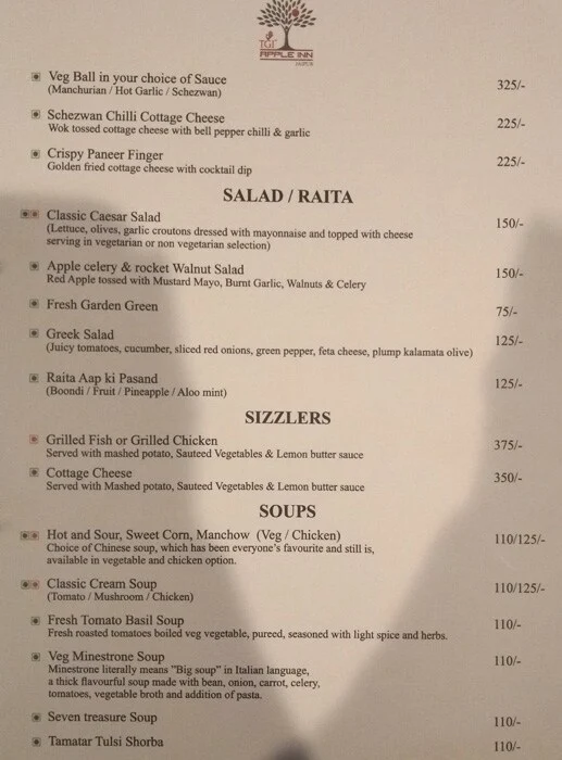 Apple Inn Restaurant menu 