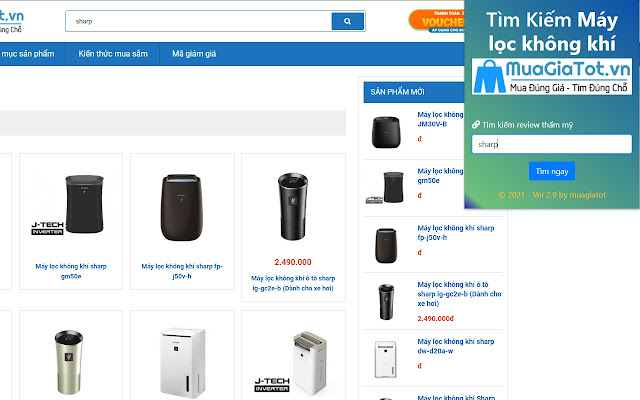 Find Air Purifiers - Muagiatot.vn chrome extension