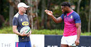 Boks coach Jacques Nienaber, seen here with captain Siya Kolisi, has named the squad for the forthcoming season.