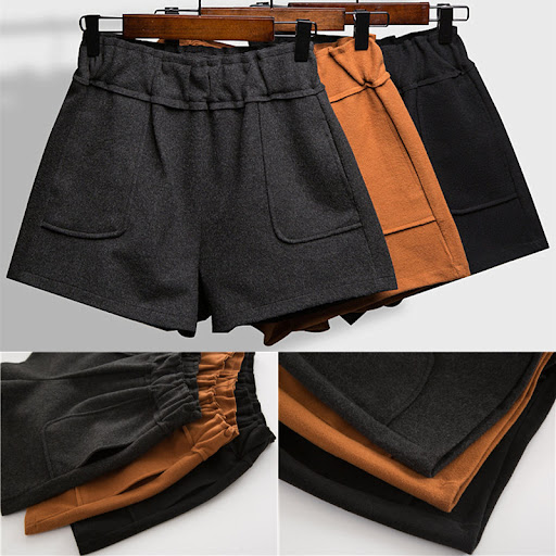 Title 7, Womens Woolen Shorts Korean Style Loose High W...