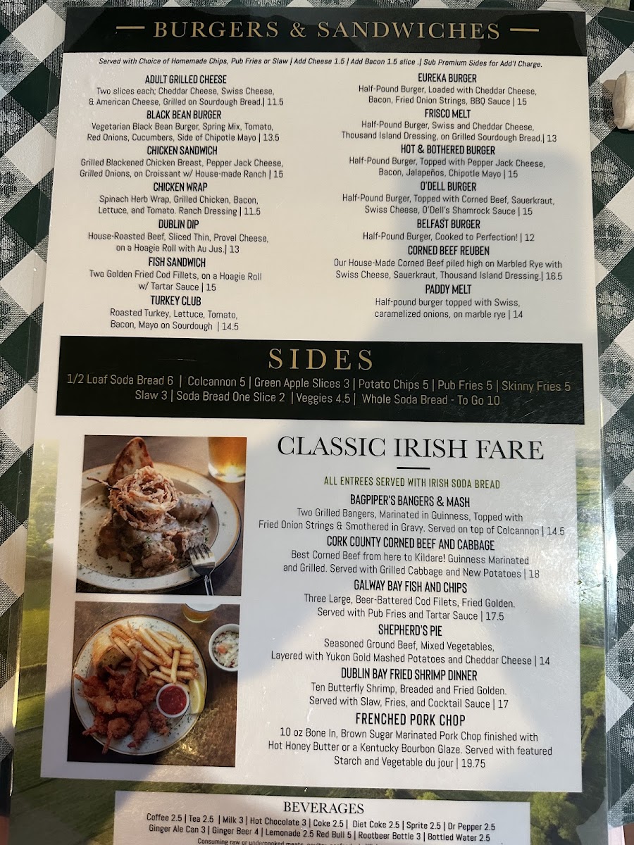 O'Dell's Irish Pub & Ale House gluten-free menu