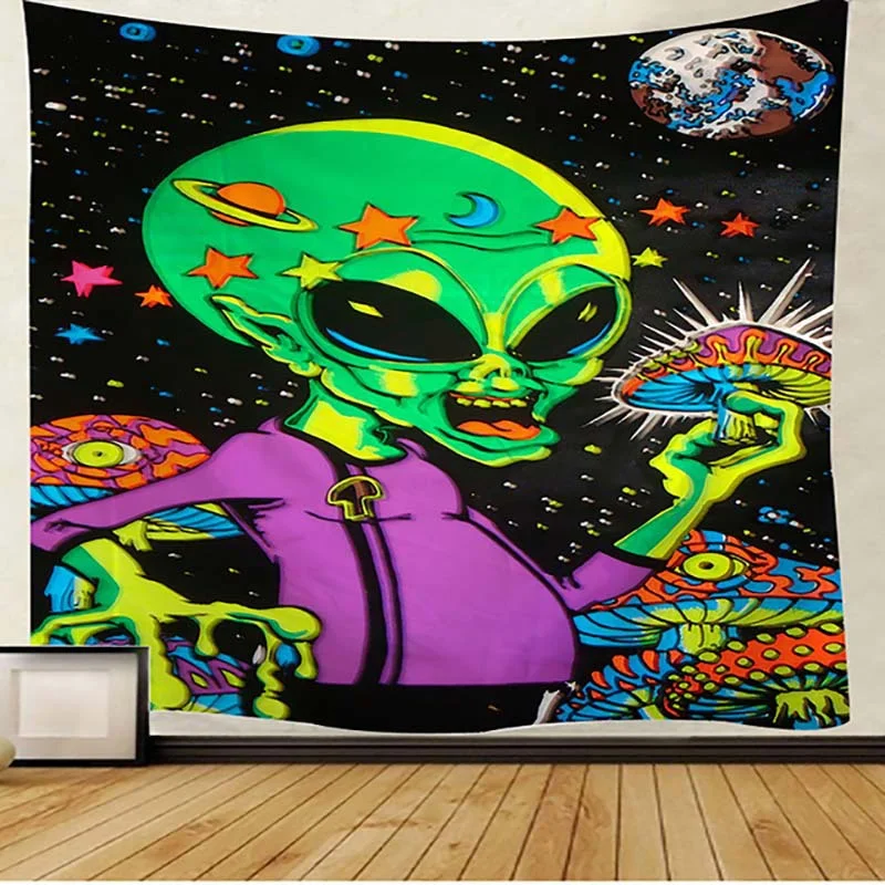 Alien Digitale Print Decoratieve Wandtapijt Achtergronddoek om op te hangen, Geef je kamer een unieke uitstraling met dit kunstwerk, ideaal voor decoratie.