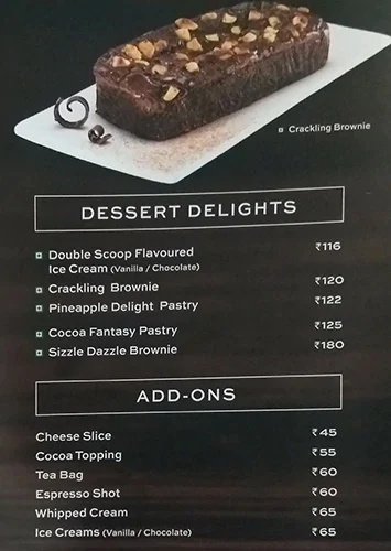 Cafe Coffee Day menu 