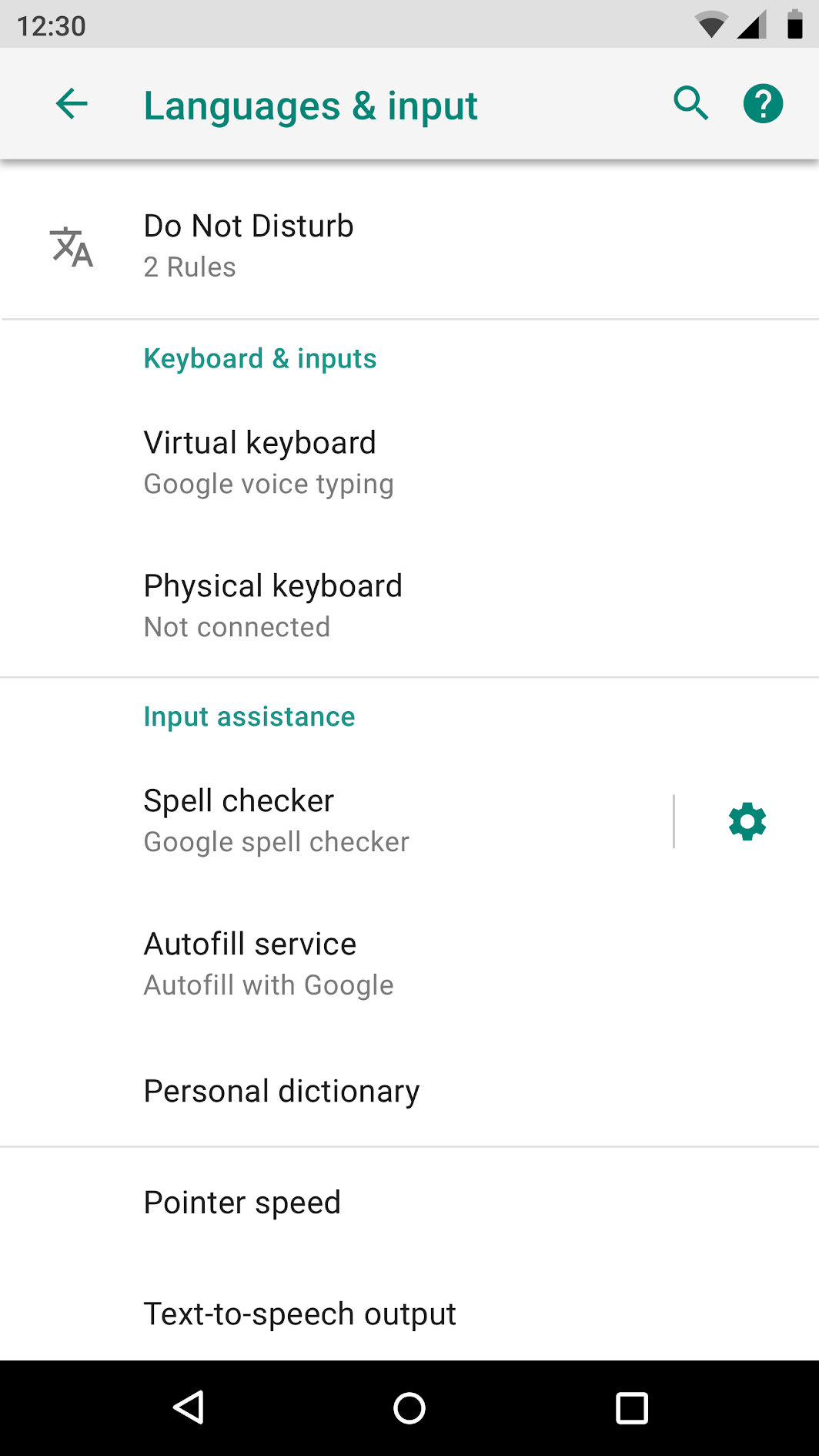 Android settings - Material Design