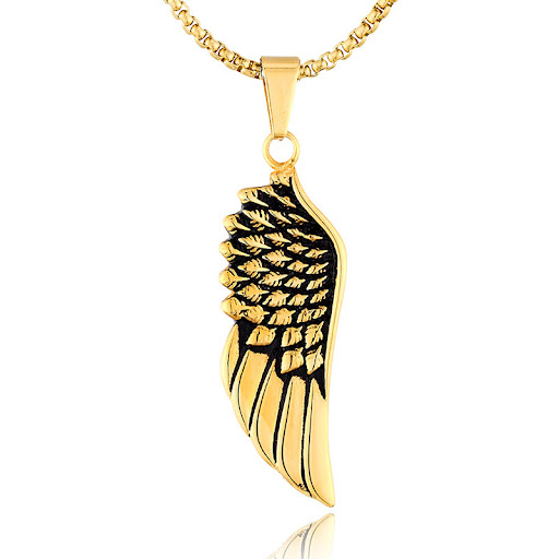 Title 1, Punk stainless steel feather pendant for a bold...