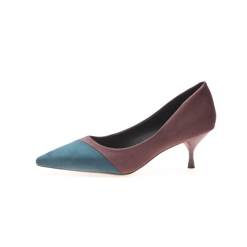 Dames high heels puntige stiletto's van suède, over de voet, low-top schoenen. Stijlvol en comfortabel voor elke gelegenheid.