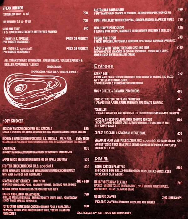 Holy Smoke menu 