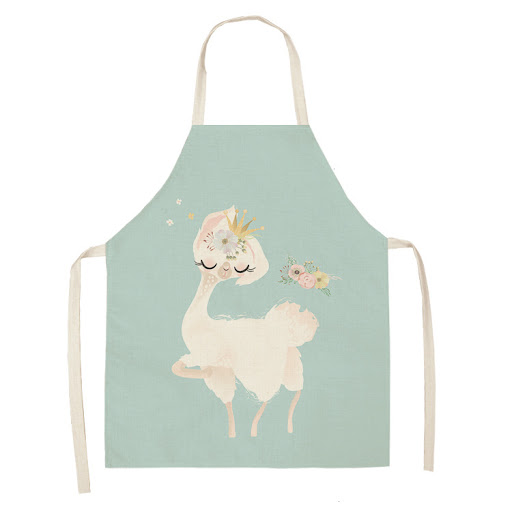Title 30, Alpaca Cartoon Cotton Linen Apron, Sleeveless, ...