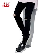 Quần Jean Nam Rách Gối Màu Đen Lb Official Skinny Jean Nam Trơn Chất Bò Co Giãn 4 Chiều Ôm Dáng Cực Đẹp Dnhq9861