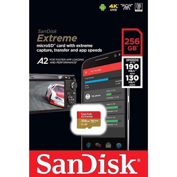 Thẻ Nhớ Microsdxc Sandisk Extreme A2 V30 U3 4K 256Gb R190Mb/S W130Mb/S (Gold) - Nhất Tín Computer