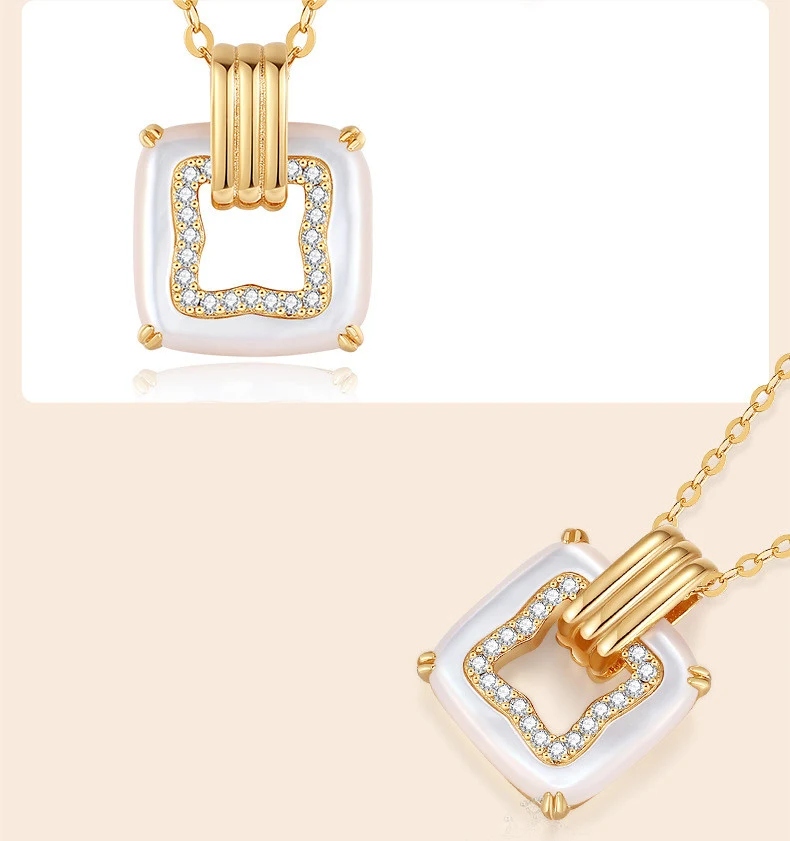 Title 5, Collier femme polyvalent en agate noire carrée ...