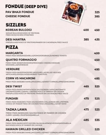 Bombay Martini menu 