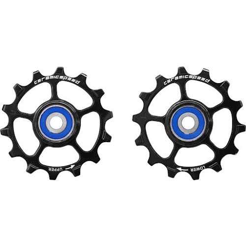 Ceramic Speed Pulley Wheels for SRAM Eagle/AXS 1 x 12 Speed - 14 Tooth - Coated Races - Alloy - Black