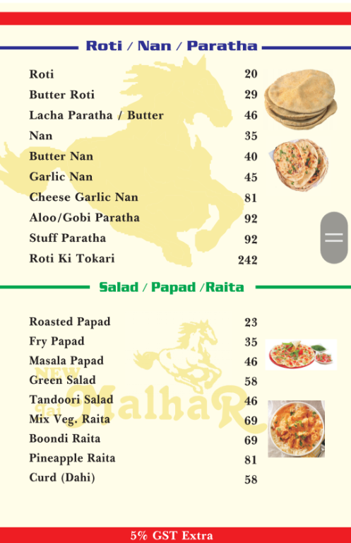 Hotel Jai Malhar-Surabhi menu 