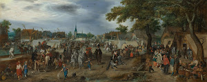 RIJKS: Adriaen Pietersz van de Venne: Princes Maurice and Frederick Henry at the Valkenburg Horse Fair 1618