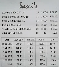 Sacci's menu 1