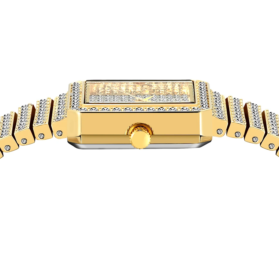 Montre femme avec sous-cadran gypsophile carré, un accessoire élégant. Sublimez votre poignet avec ce bijou délicat et intemporel, parfait pour toutes occasions.