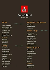 Ismail Bhai menu 1