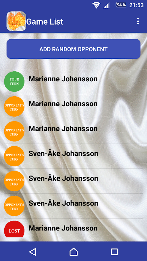 Android application Luffarschack screenshort