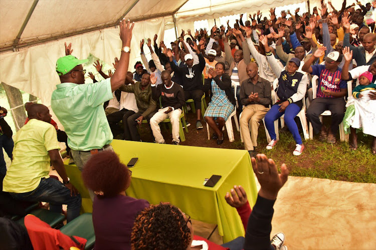 ANC candidate Eliud Owalo held a series of meetings with Kibra voters drawn from various wards on Friday 25,2019