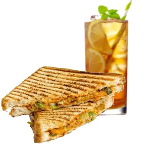 Veg Cheese Grilled Sandwich + Ice Tea