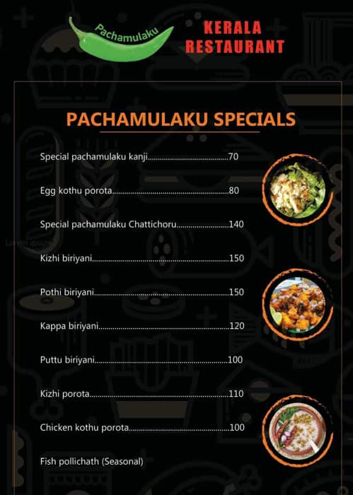 Pachamulaku Restaurant menu 