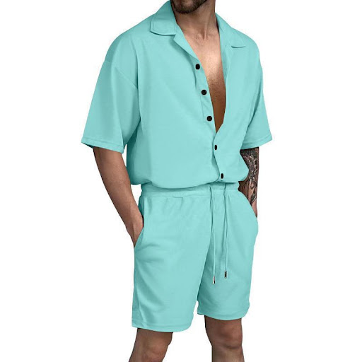 Title 13, Mens Trendy Solid Color Short-sleeved Shirt Tw...