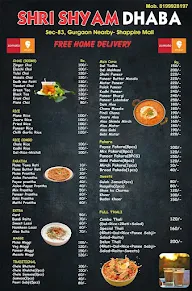 Shri Shyam Dhaba menu 1