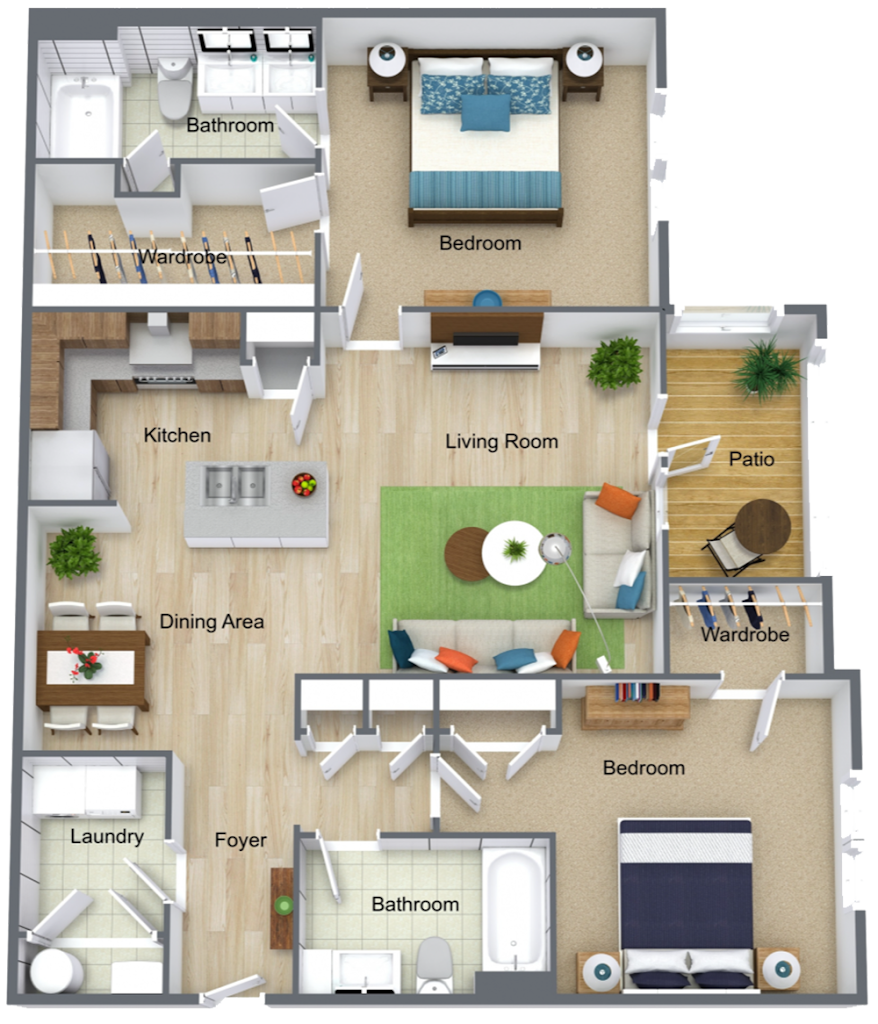 Two Bedroom Floorplan Diagram