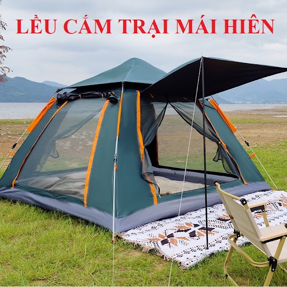 Lều Cắm Trại Lều Dã Ngoại Tự Bung 4 - 5 Người 4 Cửa Thông Thoáng, Chống Nắng, Chống Mưa