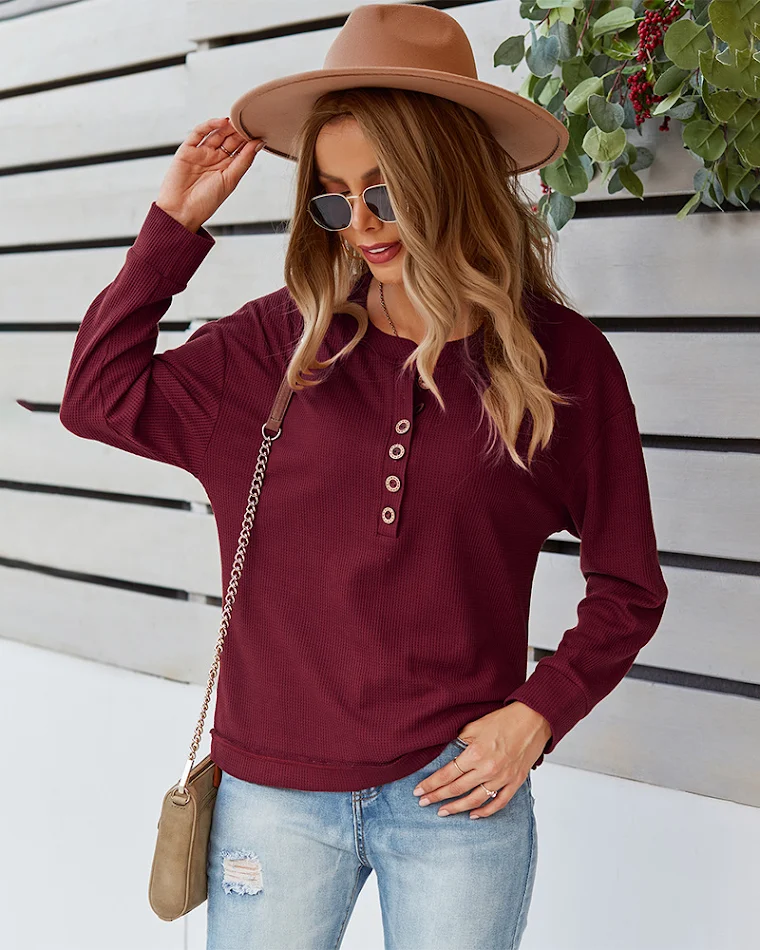 Blusa e suéter de cor sólida feminina da moda