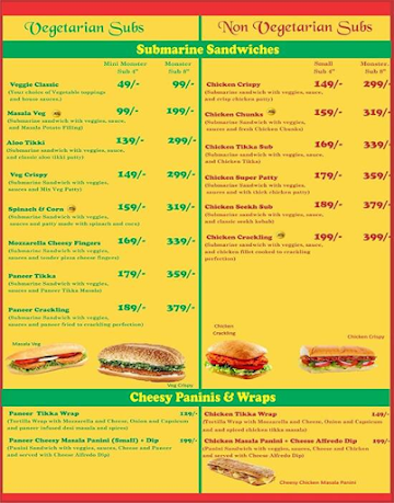 What A Sandwich menu 