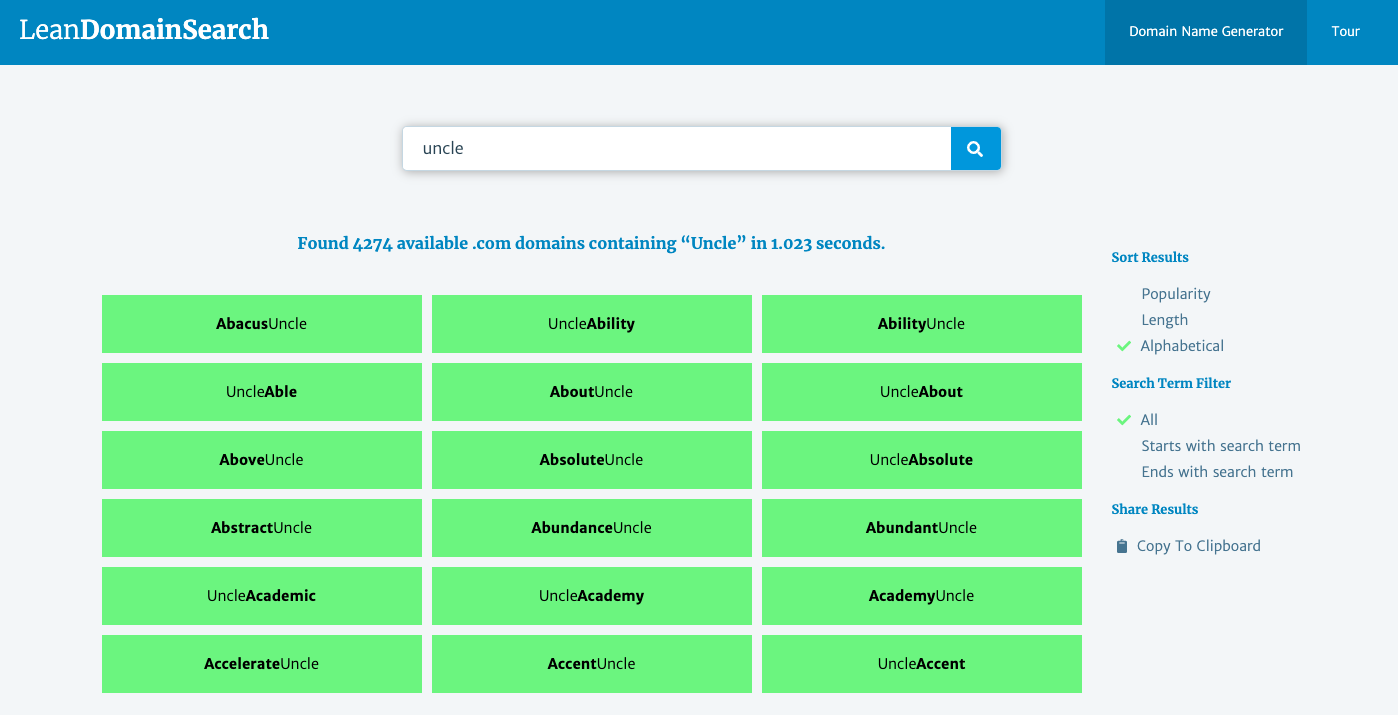 giving keywords idea for domain name